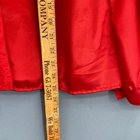 Vintage‎ Map Say NY Red Floral Vampy Blouse Women’s Med Large Button Up Western - Picture 13 of 15